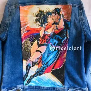 Superman wonder woman Dc comics Painted denim jacket gift