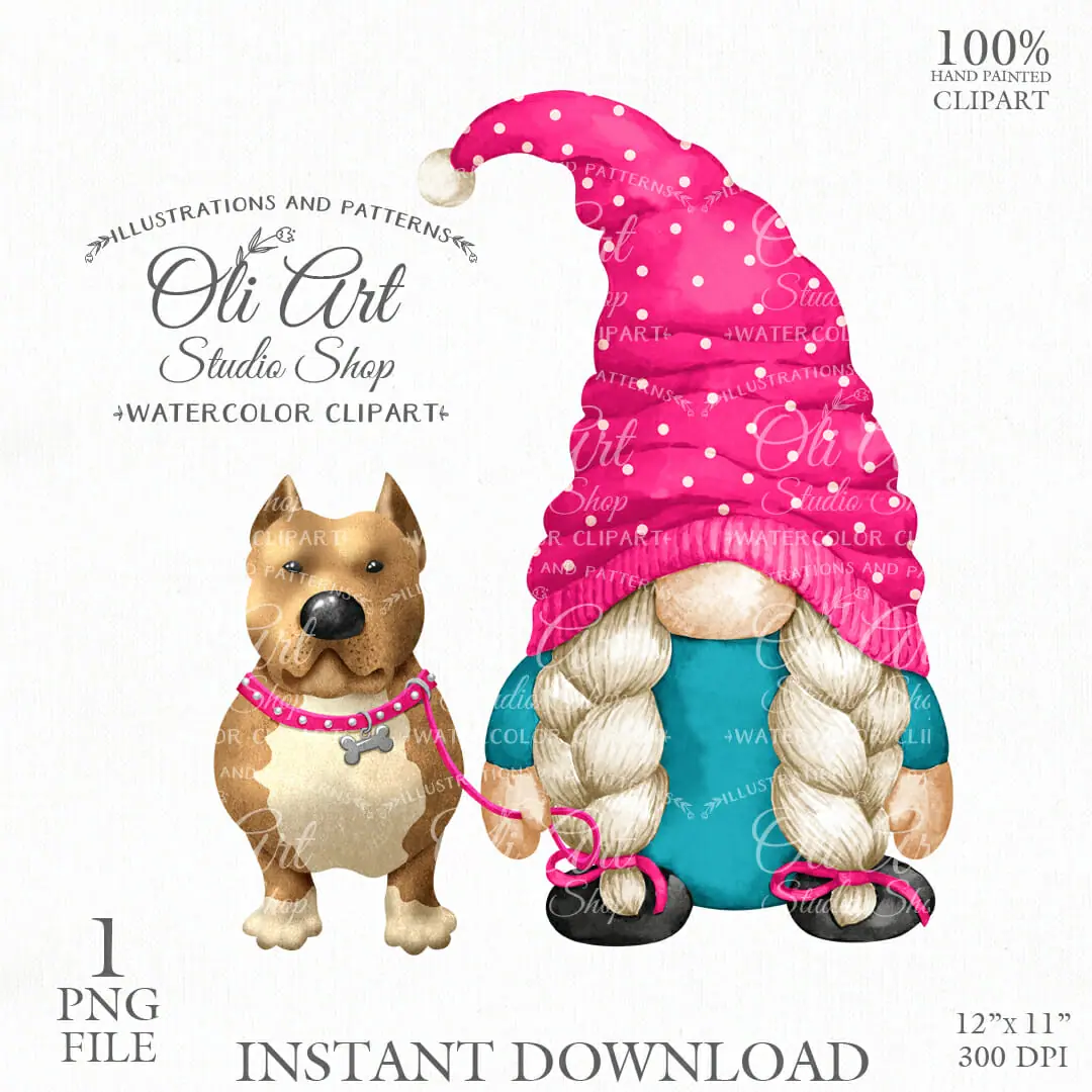 Gnome Walking the Dog PNG, Pit Bull. 1 Gnome Walking the Dog PNG, Pit Bull.