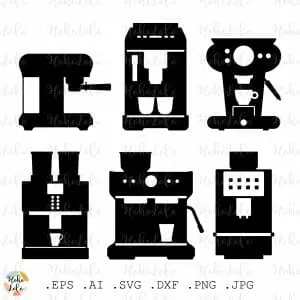 Coffee Machine Svg Silhouette Stencil Templates Dxf Clipart Png