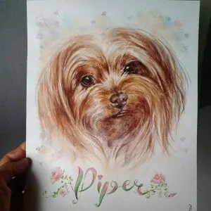 Sweet Piper Memorial Portrait Watercolor Painting (Sold)