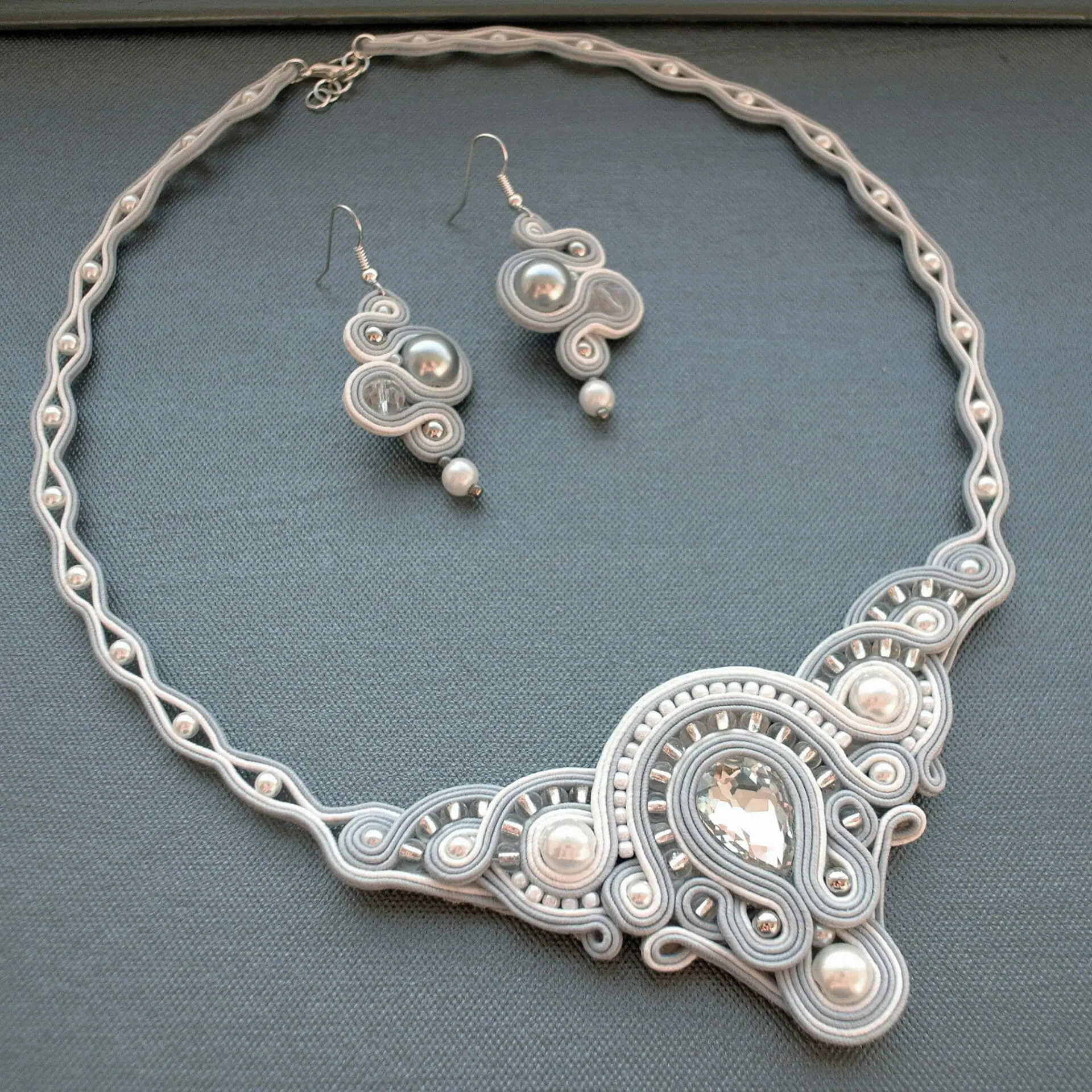 Bridal necklace and earrings set, Wedding jewelry set