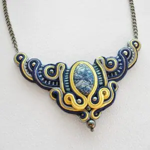 Blue and yellow statement necklace