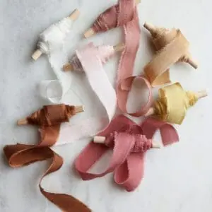 Narrow Silk Ribbons / Set of 7 / Hand Dyed Silk Ribbons Bundle