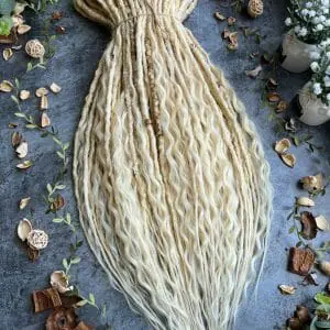 Warm blonde dreads and curls, boho dreads blonde