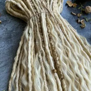 Warm blonde dreads and curls, boho dreads blonde