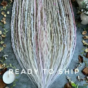 Ready to ship light gray and pink dreads, cold blonde dreads and curls