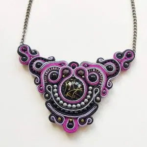 Black and Purple necklace, Boho Ethnic Statement necklace