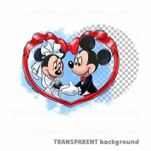 Wedding day Mickey Mouse and Minnie Sublimation design Png illustration