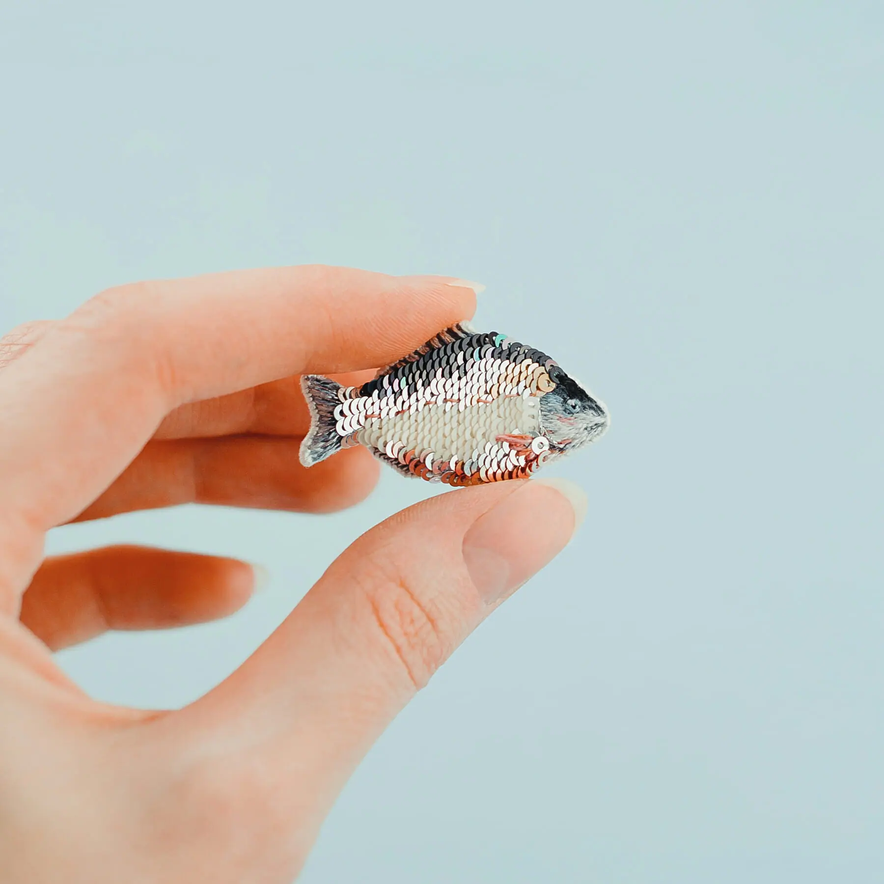 Small brooch fish, embroidered carp pin to order