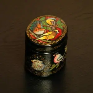 Birds lacquer box hand-painted black jewelry box gift
