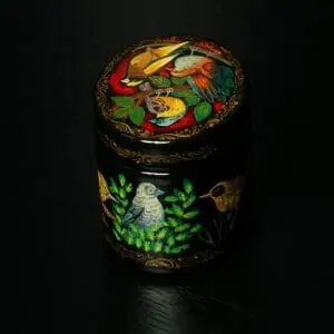 Birds lacquer box hand-painted black jewelry box gift