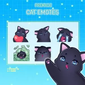 6 cute black chibi cats