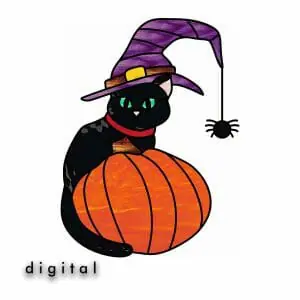 stained glass cat halloween