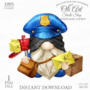 Postman Gnome Clip Art. PNG. Letter, Package.