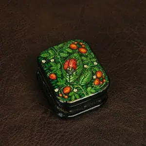 Colorful small lacquer box with ladybug