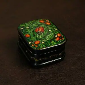 Colorful small lacquer box with ladybug