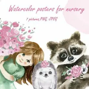 Watercolor posters for nursery