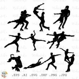 Figure Skating Svg Silhouette Stencil Template Dxf