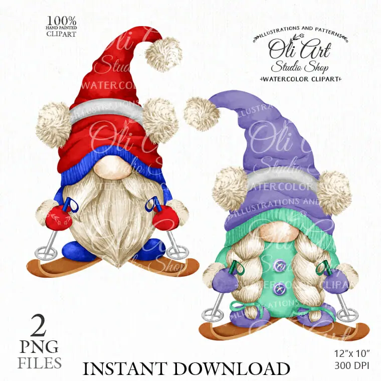 Winter Gnome Clip Art. Cozy Gnomes. 1 Winter Gnome Clip Art. Cozy Gnomes.