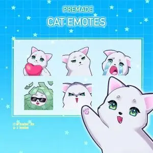 6 digital drawings of a cat emotions