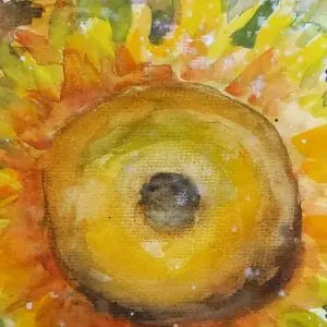 Sunflowers watercolor painting 12*16″ yellow art Yalozik