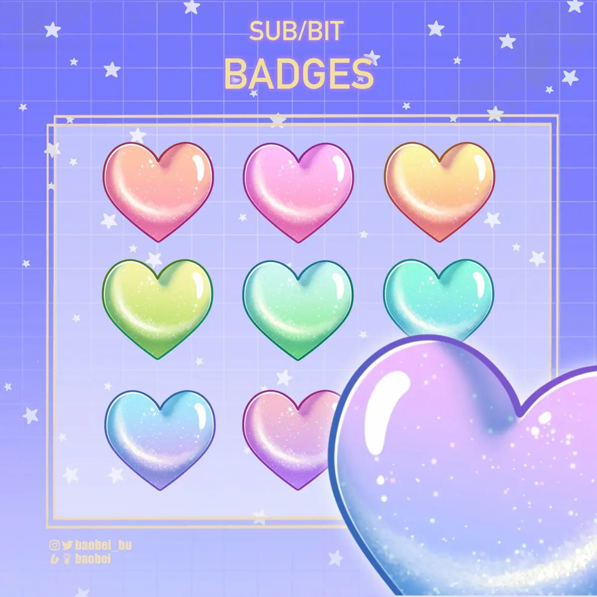 Heart badges, 9 Cat eye heart badges for streamers 1 9 Heart badges