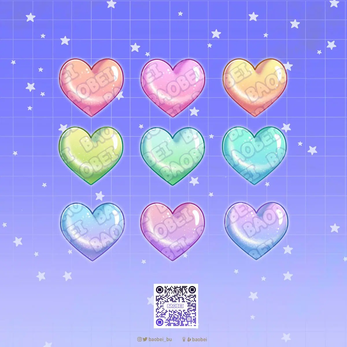 Heart badges, 9 Cat eye heart badges for streamers 2 9 heart badges