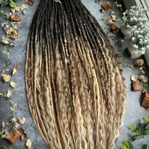 Black and gold dreads, DE or SE dreads in natural ombre colors