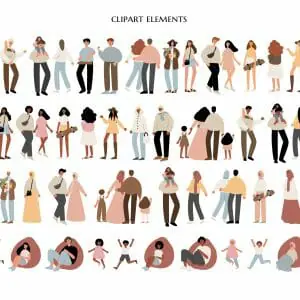 summer market clipart, people at fair vector illustration