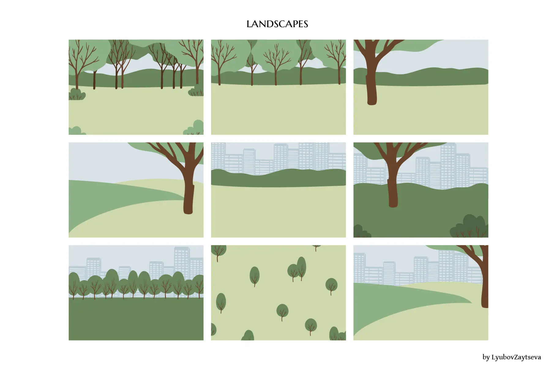 Summer park landscape clipart, Nature background 3 Summer park landscape clipart, Nature background - Image 3