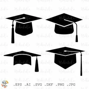 Graduation Cap Svg Silhouette Stencil Template Congrats Dxf
