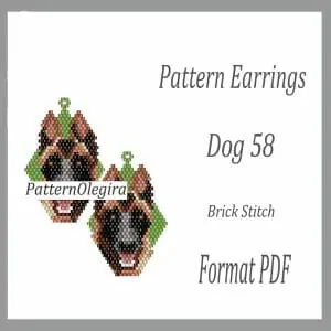 Dog 58 bead earrings pattern Dog earrings Dog pattern Bead dog Olegirabeadpatterns