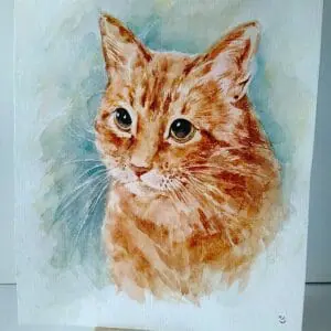 Sweet Trevor Pet Portrait Watercolor Painting (Sold)