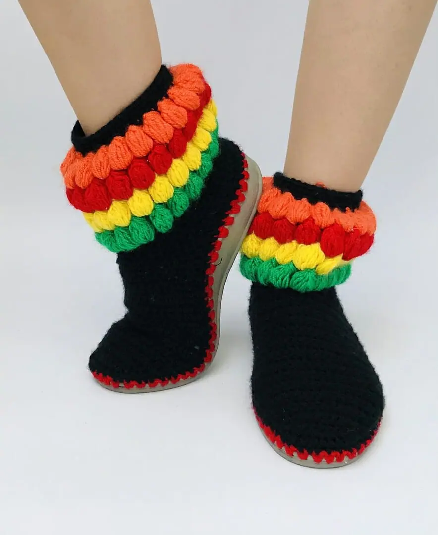 Women’s knitted boots with rubber soles “Black”