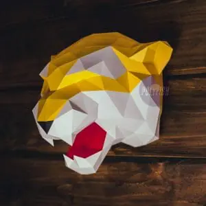 DIY Roaring Tiger Head template Papercraft PDF