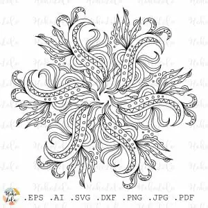 Floral Mandala Coloring Page Pdf Pattern Svg Cricut