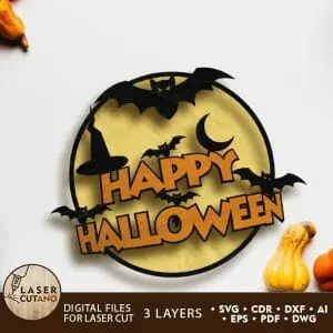 Halloween Decoration, Paper Cut and Wood Cut, Wall Art