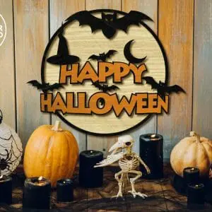 Halloween Decoration, Paper Cut and Wood Cut, Wall Art