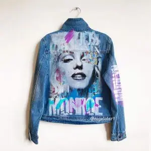 Marilyn Monroe Portrait Custom Painted denim jacket Designer brands clothing