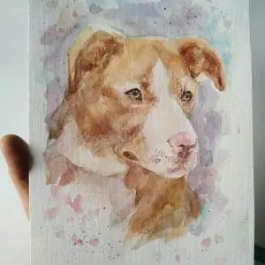 Sweet Bunkley Memorial Pet Portrait Watercolor Painting