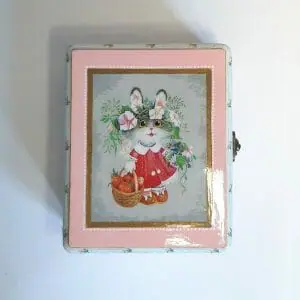 pink jewelry box with a pattern Bunny . Cute and romantic gift