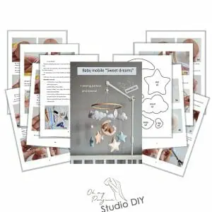 PDF tutorial bear sleep moon baby mobile, pattern toy, do it yourself