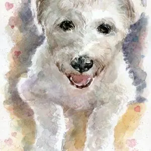 Sweet Neville Watercolor Painting Memorial Pet Portrait