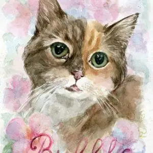Sweet Bubble Watercolor Painting Memorial Pet Portrait