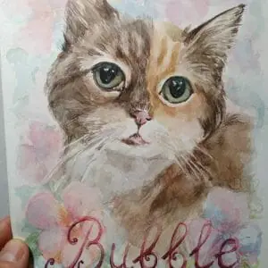 Sweet Bubble Watercolor Painting Memorial Pet Portrait