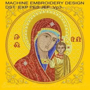 Mother of God Kazan icon embroidery design