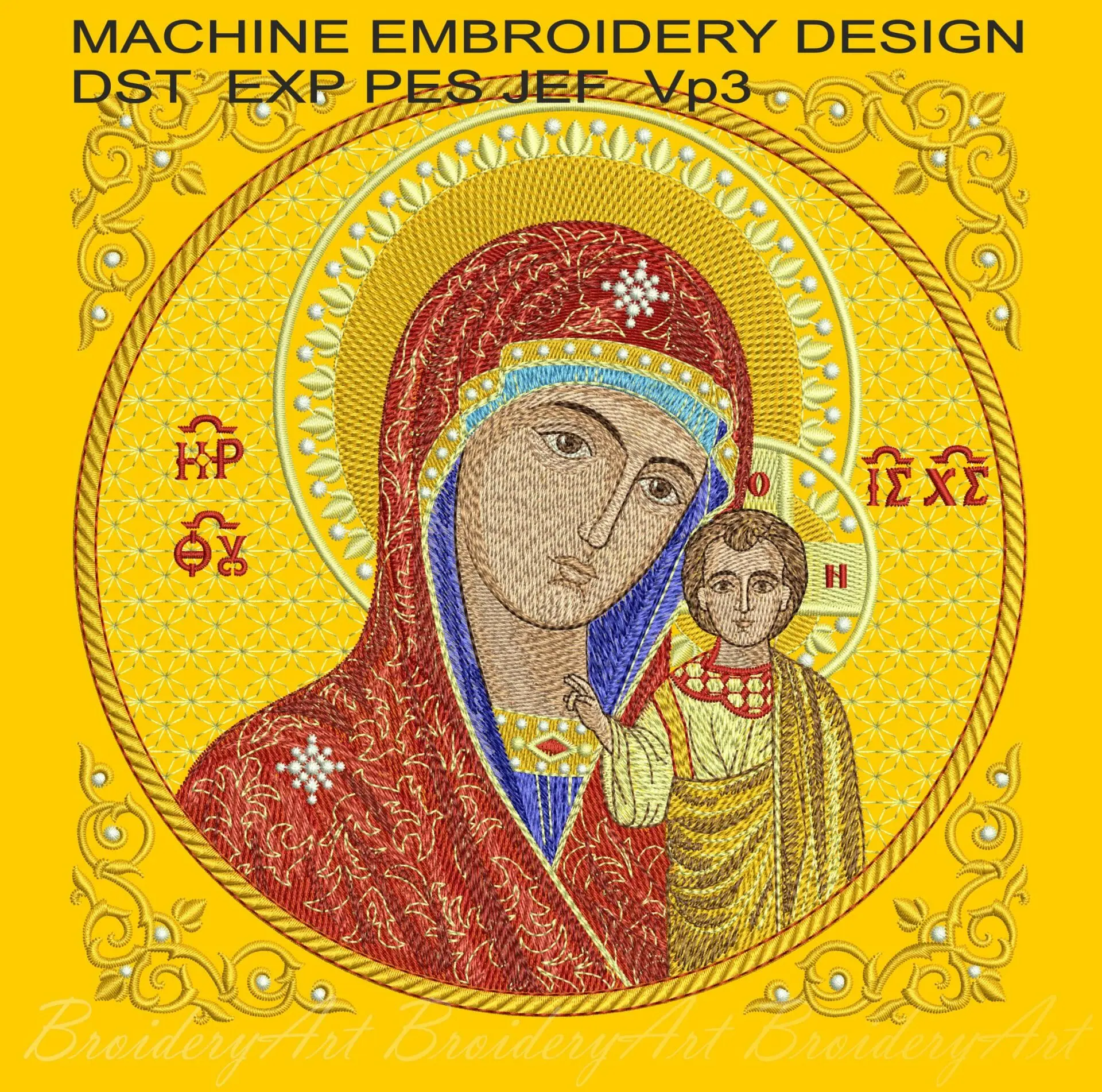 Mother of God Kazan icon embroidery design