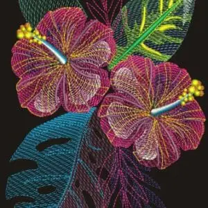 machine embroidery design hibiskus