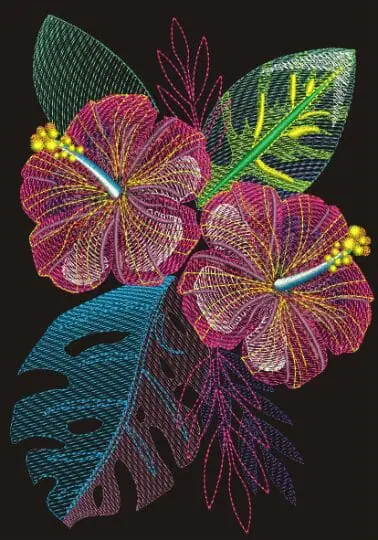 machine embroidery design hibiskus