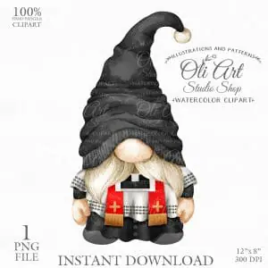 Gnome Catholic Priest, Gnome Images. Gnomes Graphics.